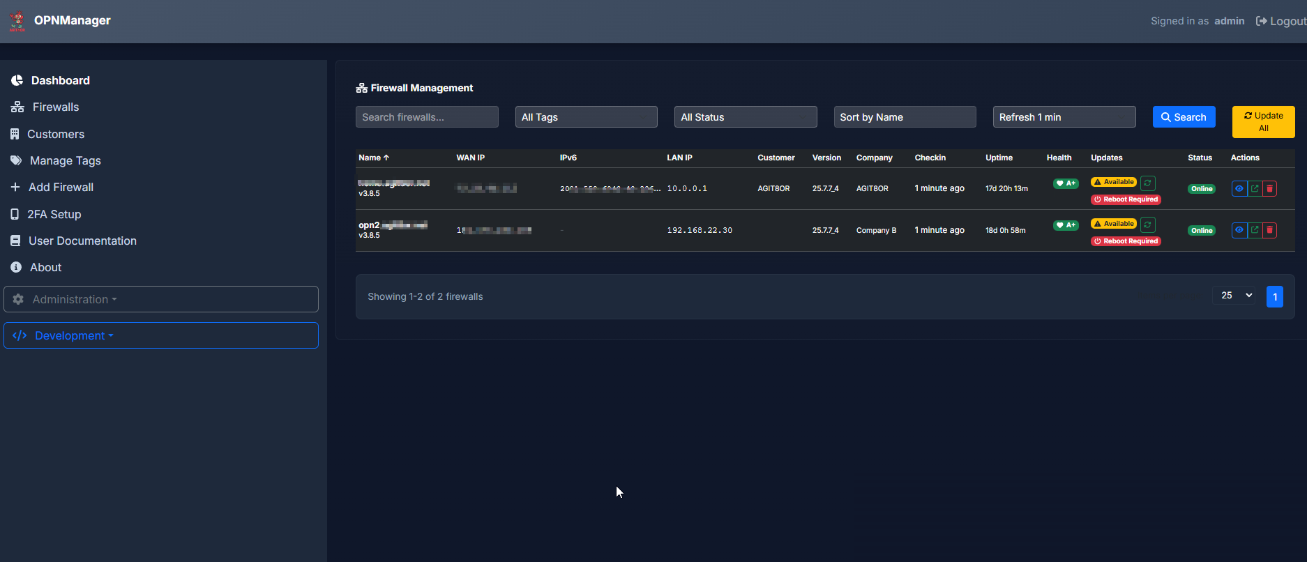 OPNManager Dashboard